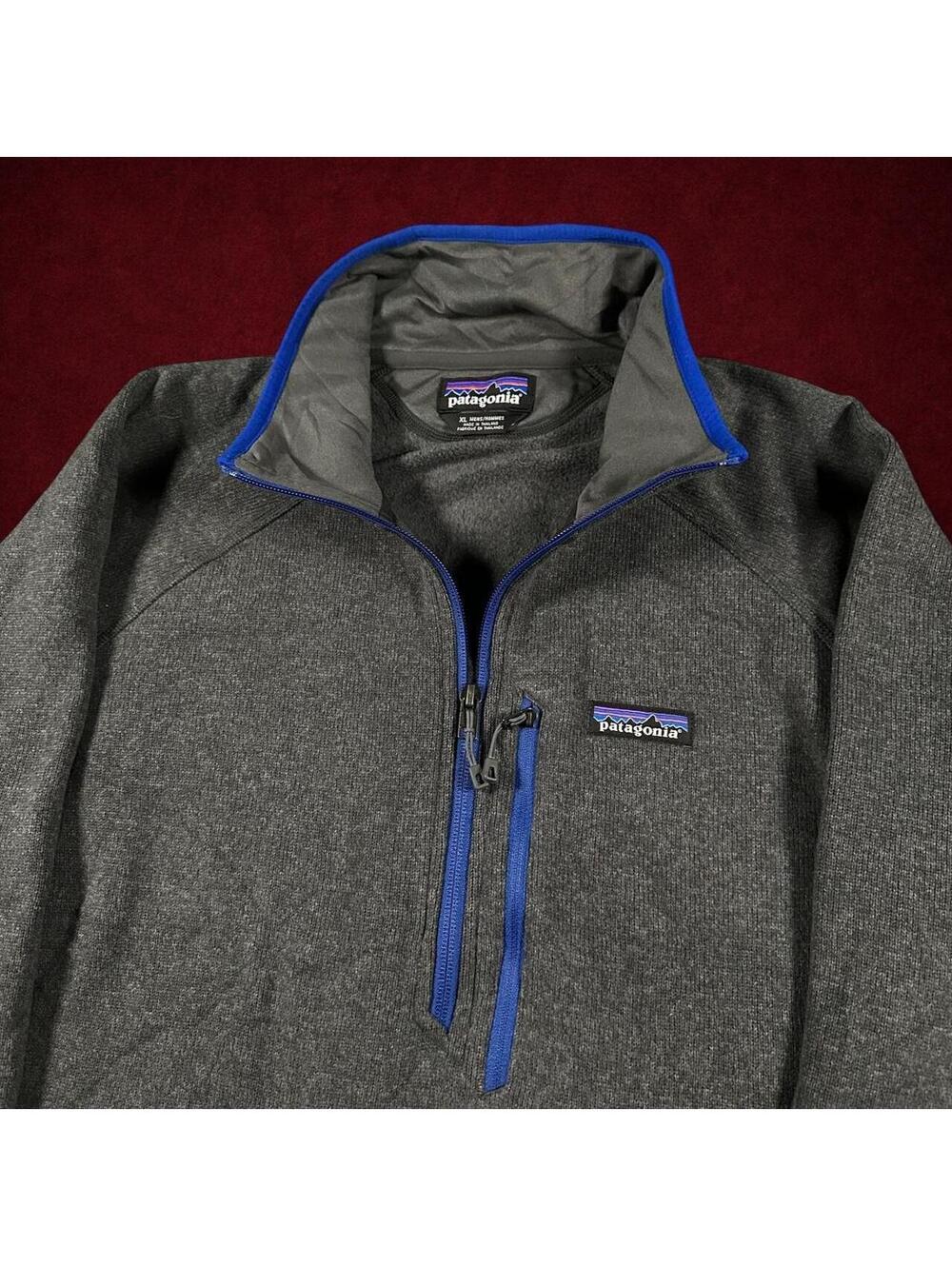 Patagonia Men’s XL Gray Fleece Blue Trim Half Zip Pullover